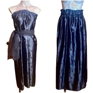 Asian Jacquard Black hand tailored long maxi skirt or strapless dress size S/M